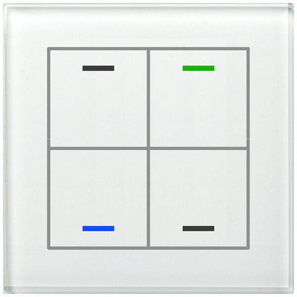 Poussoir KNX RGBW ENC MDT BE-GTL40W.01 4t/4a verre blanc "neutre"