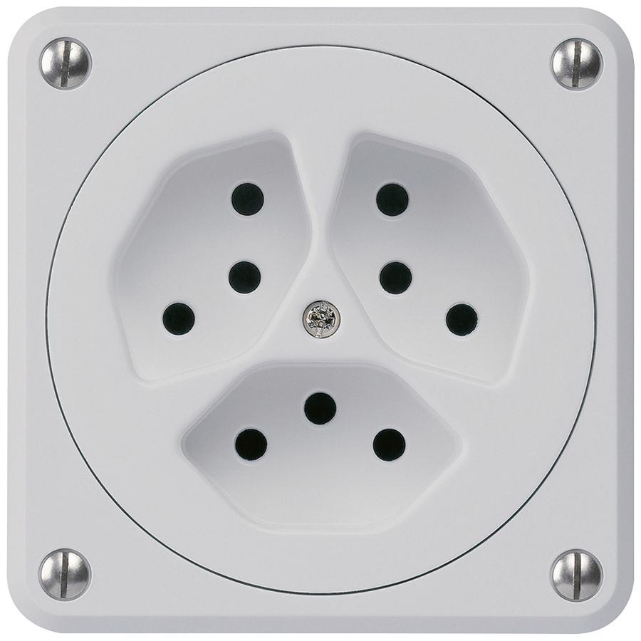 UP-Steckdose robusto 3×Typ 13 grau ohne Klappdeckel