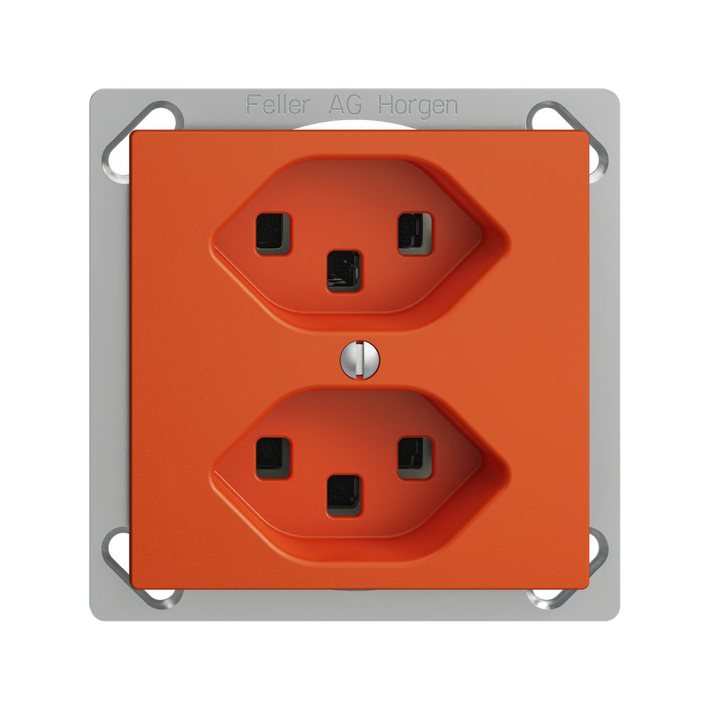EB-Steckdose 2×T23 16A orange EDIZIOdue, mit Steckklemmen