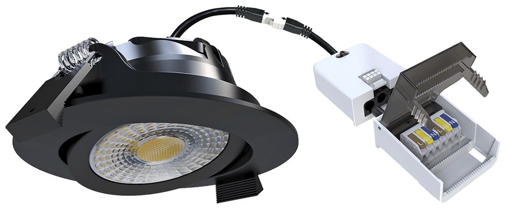 Downlight LED DOTLUX CIRCLEmini-flat 6W 760lm 2700…4000K IP20/IP54 REG nero