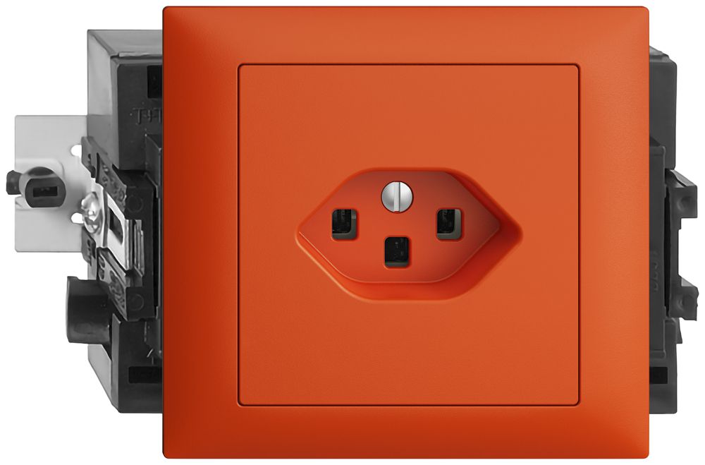 EB-Steckdose EDIZIOdue T23 16A 49…69mm orange, mit Steckklemmen