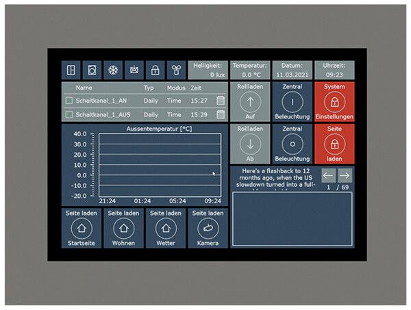 UP-Touchpanel KNX MDT VC-1001.04 10" 1280×800px farbbneutral ohne Rahmen