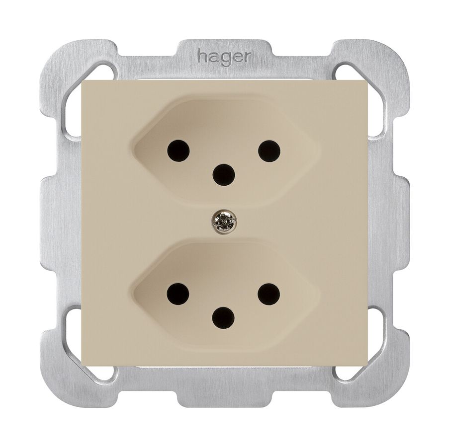 Presa INC kallysto 2×T13 beige con piastra di fissaggio