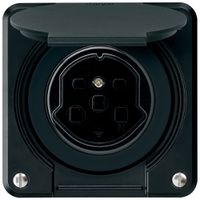 Steckdose HA robusto Typ 25 mit Steckklemmen mit Klappdeckel schwarz