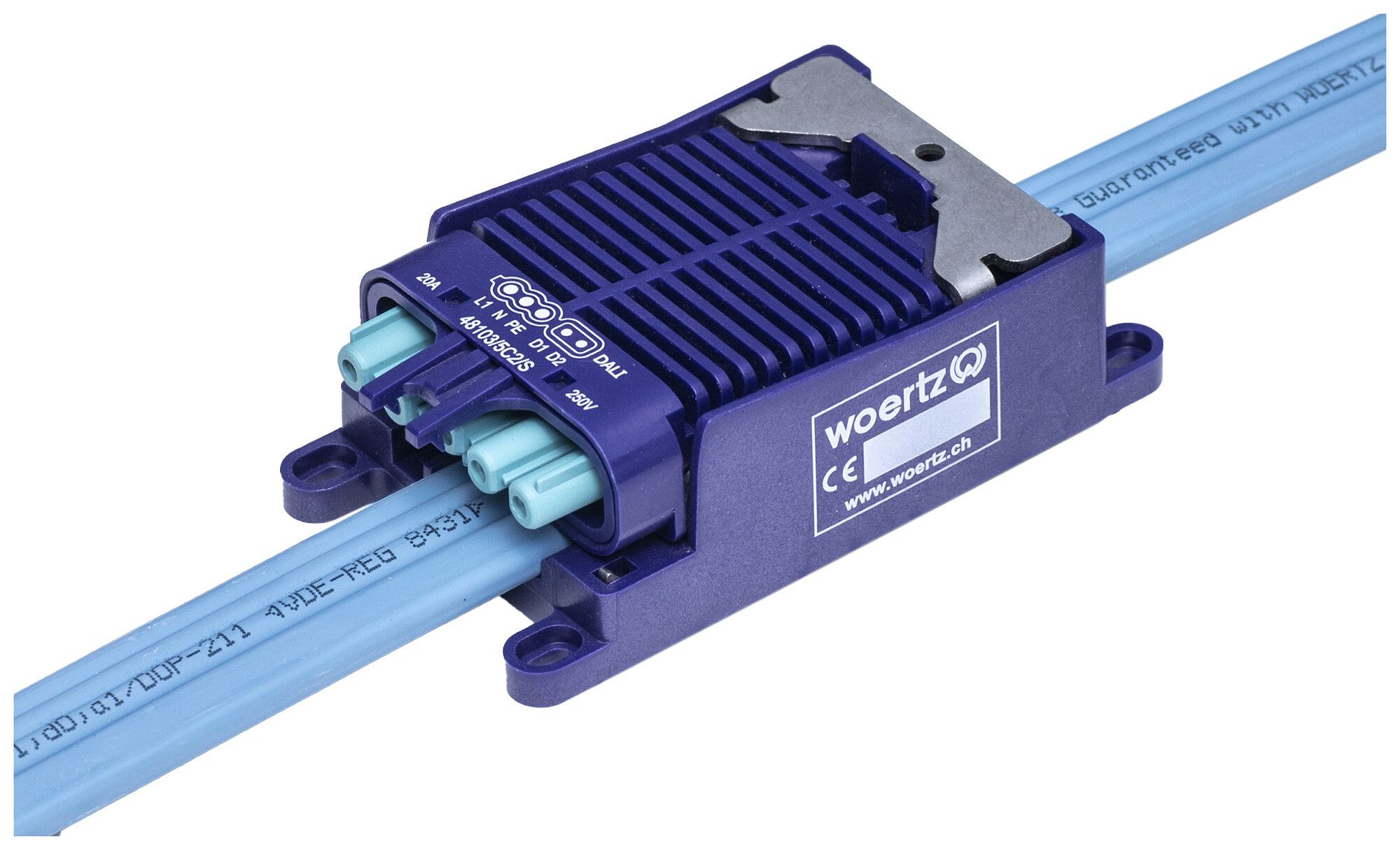 Boîte de raccordement rapide Woertz p.câble plat DALI 3×2.5+2×1.5mm² 5P (bus) C2