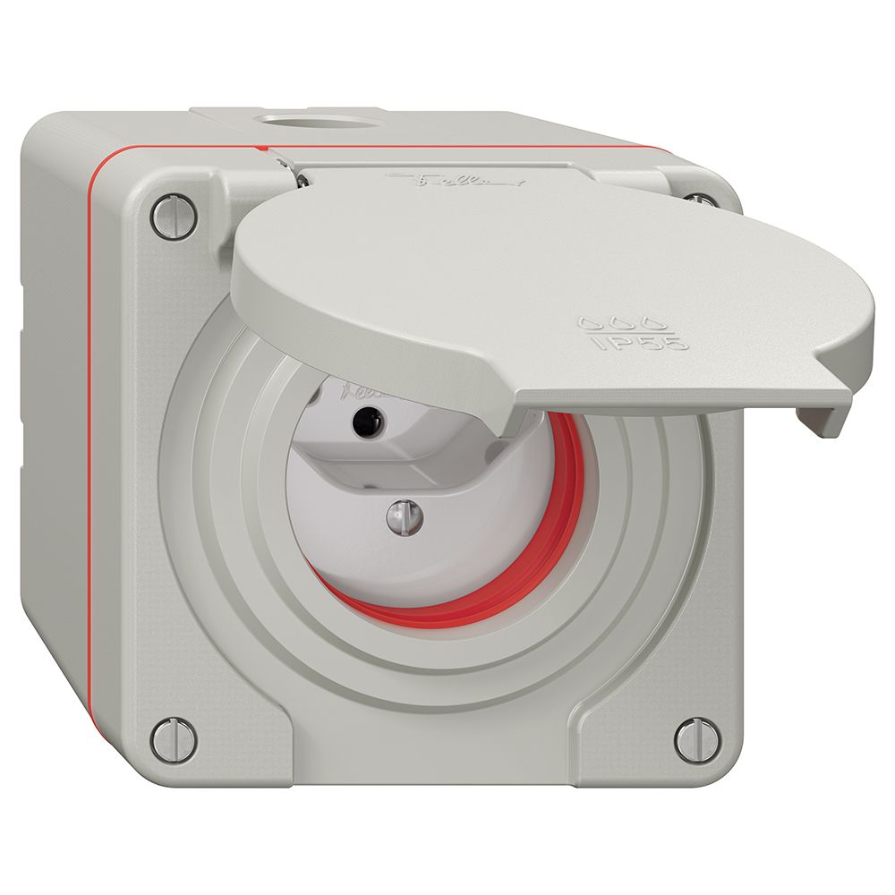 Prise NAP NEVO, 1×T13, IP55 d'après SN 441011, a.joint rouge, gris clair