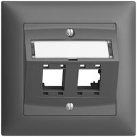 Kit montaggio ENC Edue, con cappa di uscita obliqua, per 2×RJ45, grigio scuro