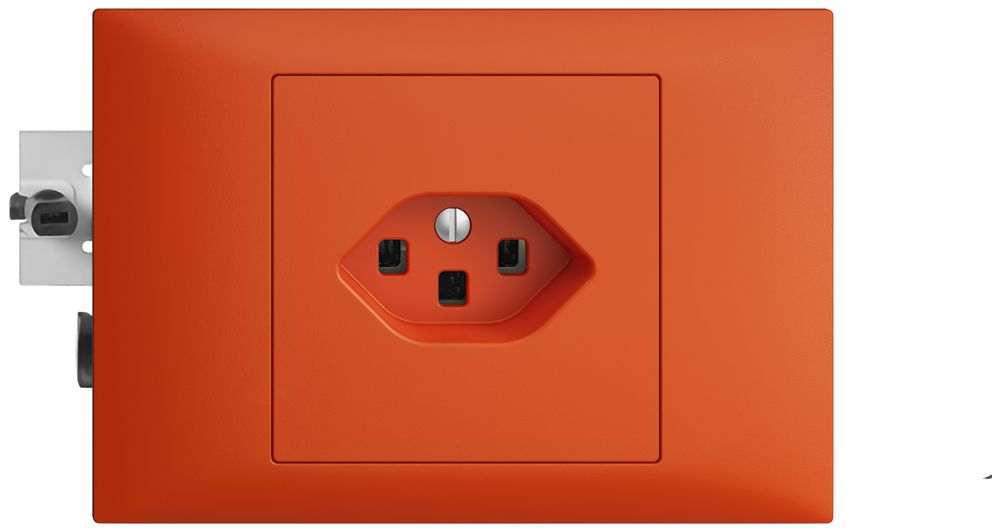 EB-Steckdose EDIZIOdue T23 16A orange, 45…69mm, mit Steckklemmen