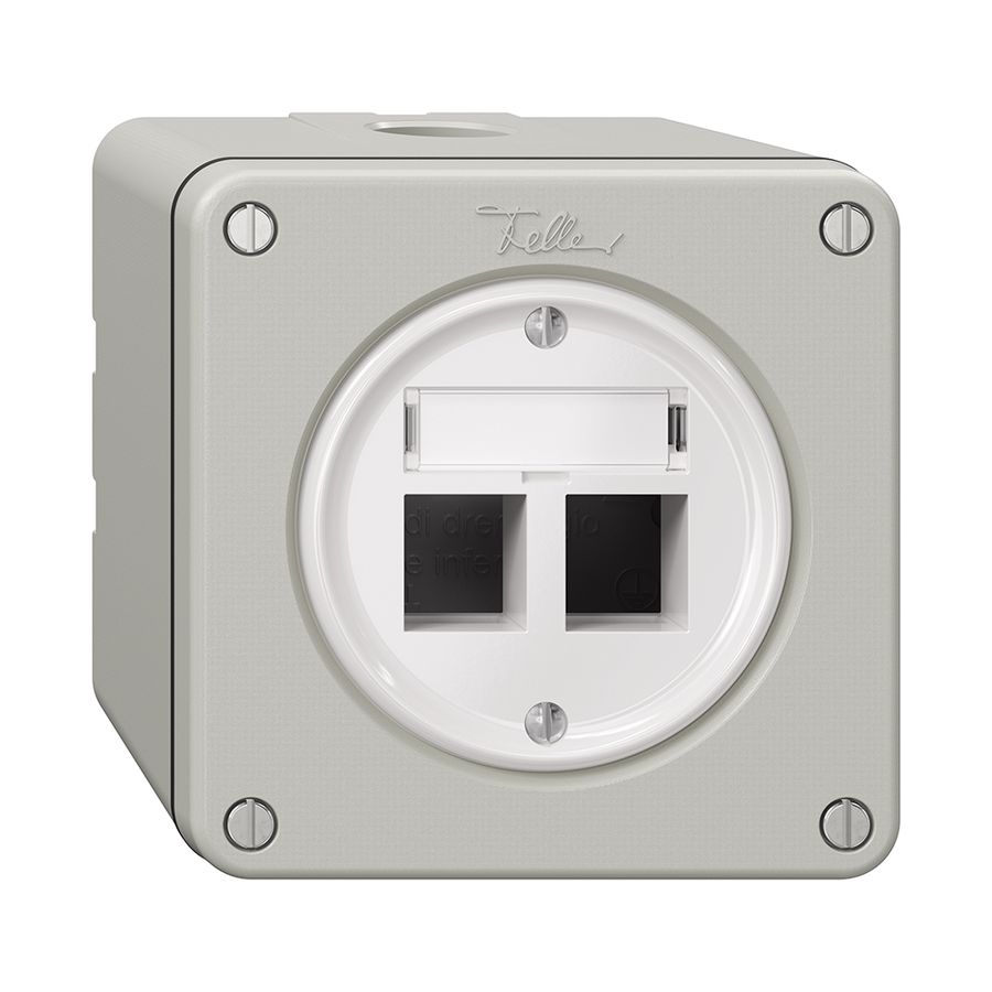 Kit de montage NAPU Feller Keystone, pour sortie droite, double, gris clair