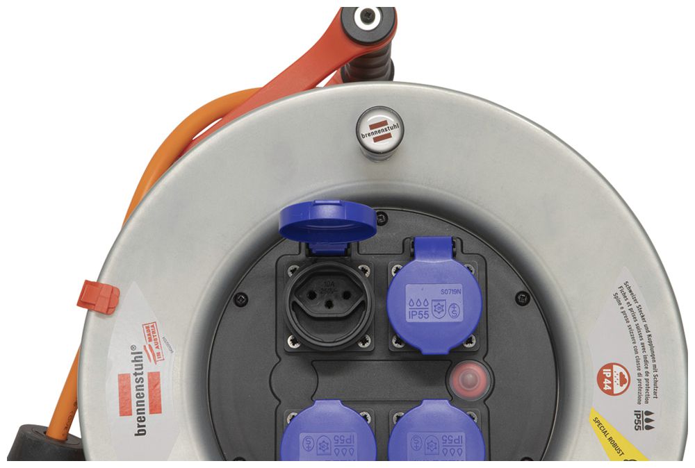 Kabelrolle Garant SK 320 Ø320mm 50m 3×2.5mm² 4×T13 Stahl grau IP55