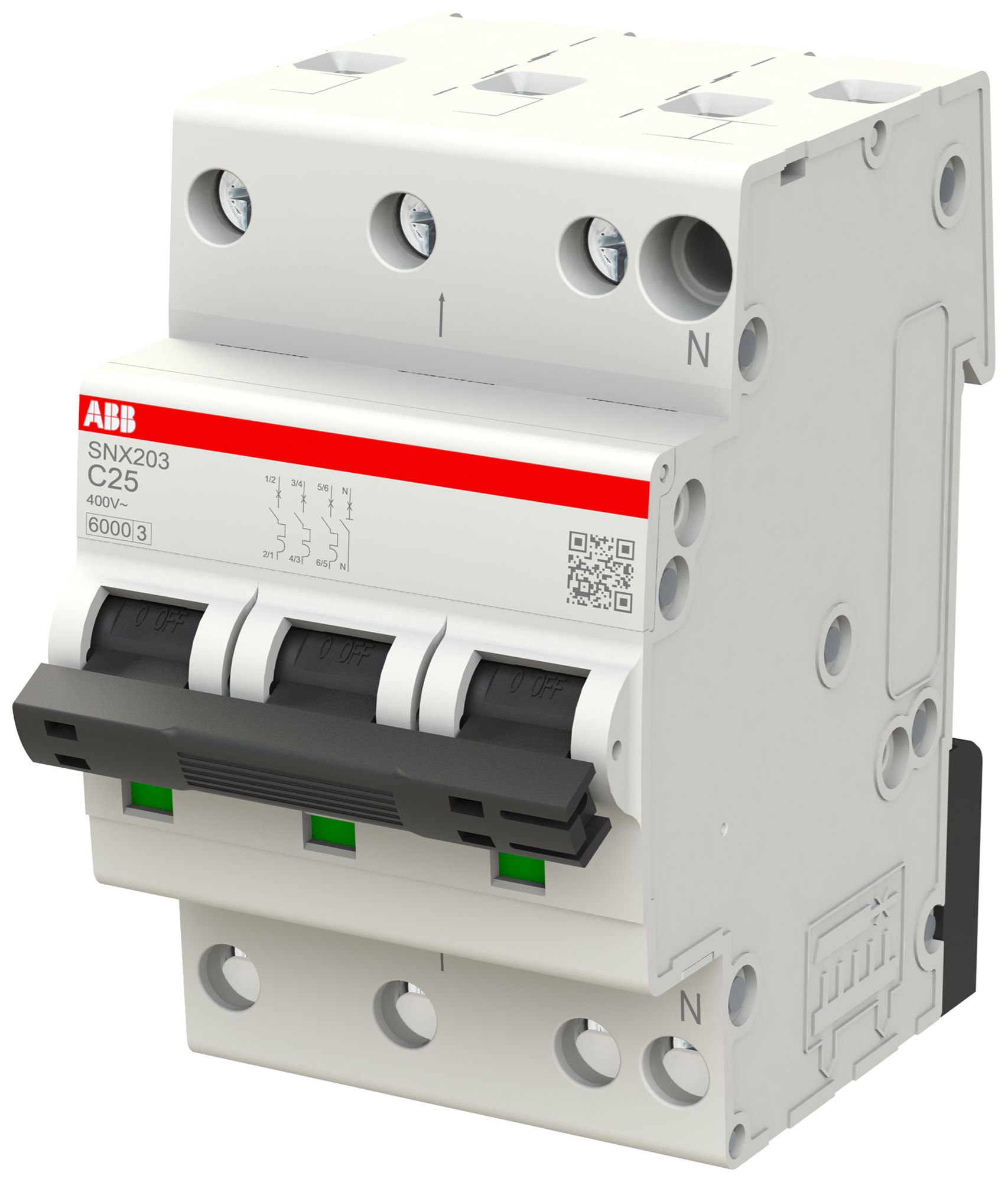 Leitungsschutzschalter ABB FlexLine 3LN 400V C 25A 6kA 3TE