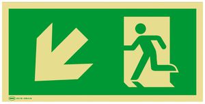 Rettungszeichenschild AWAG Pfeil nach links unten 300mm