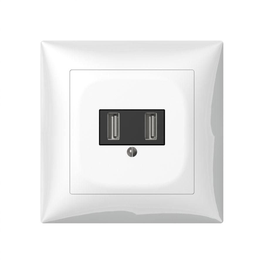 UP-USB Ladesteckdose SIDUS B 240V 2×700mA weiss glänzend