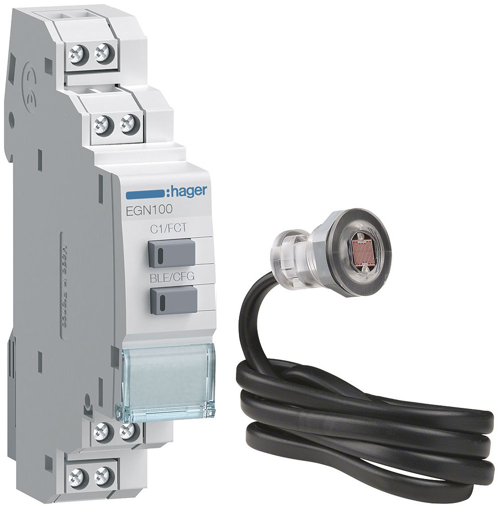 Interrupteur horaire multifonc.numér.Hager EGK101 Bluetooth 1 canal capteur INC