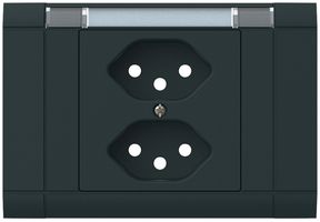 EB-Frontset kallysto, für EB-Steckdose 2×Typ 13, mit Bezeichnungsträger, schwarz