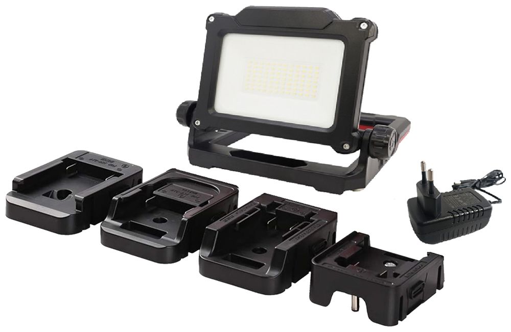 LED-Arbeitsleuchte ELBRO mit 4 Akkuadapter 30W 3500lm 5000K IP44 IK08 schwarz