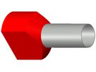 Zwillings-Aderendhülse isoliert 2×10mm² 14mm Typ DIN rot