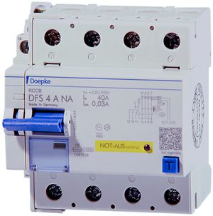 Fehlerstromschutzschalter Doepke 16A 30mA 4L Typ A, Not-Aus