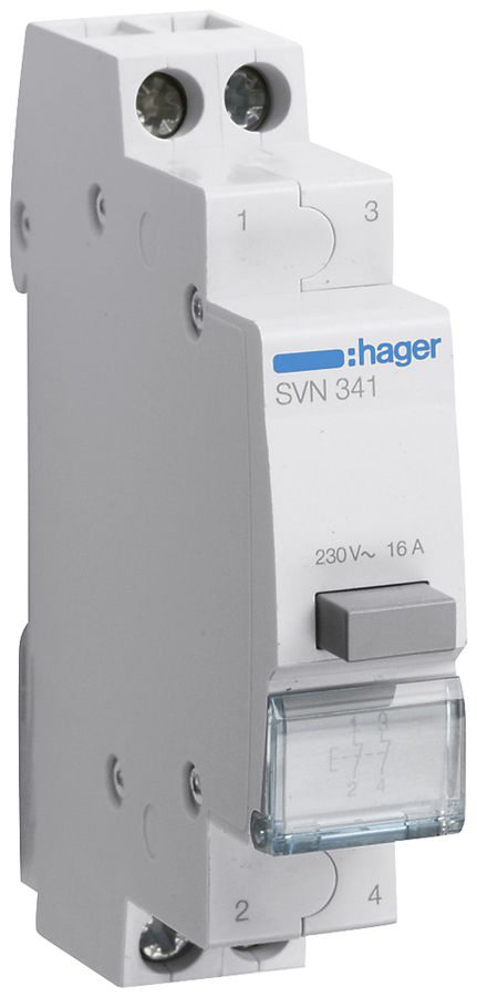 EB-Taster Hager 16A 230V 0 Schliesser 2 Öffner 0 Wechsler Knopf grau 1TE