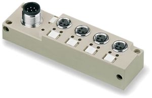 Distributore Weidmüller SAI-4-S M8 lungo con uscita M12, 4 prese 3L M8