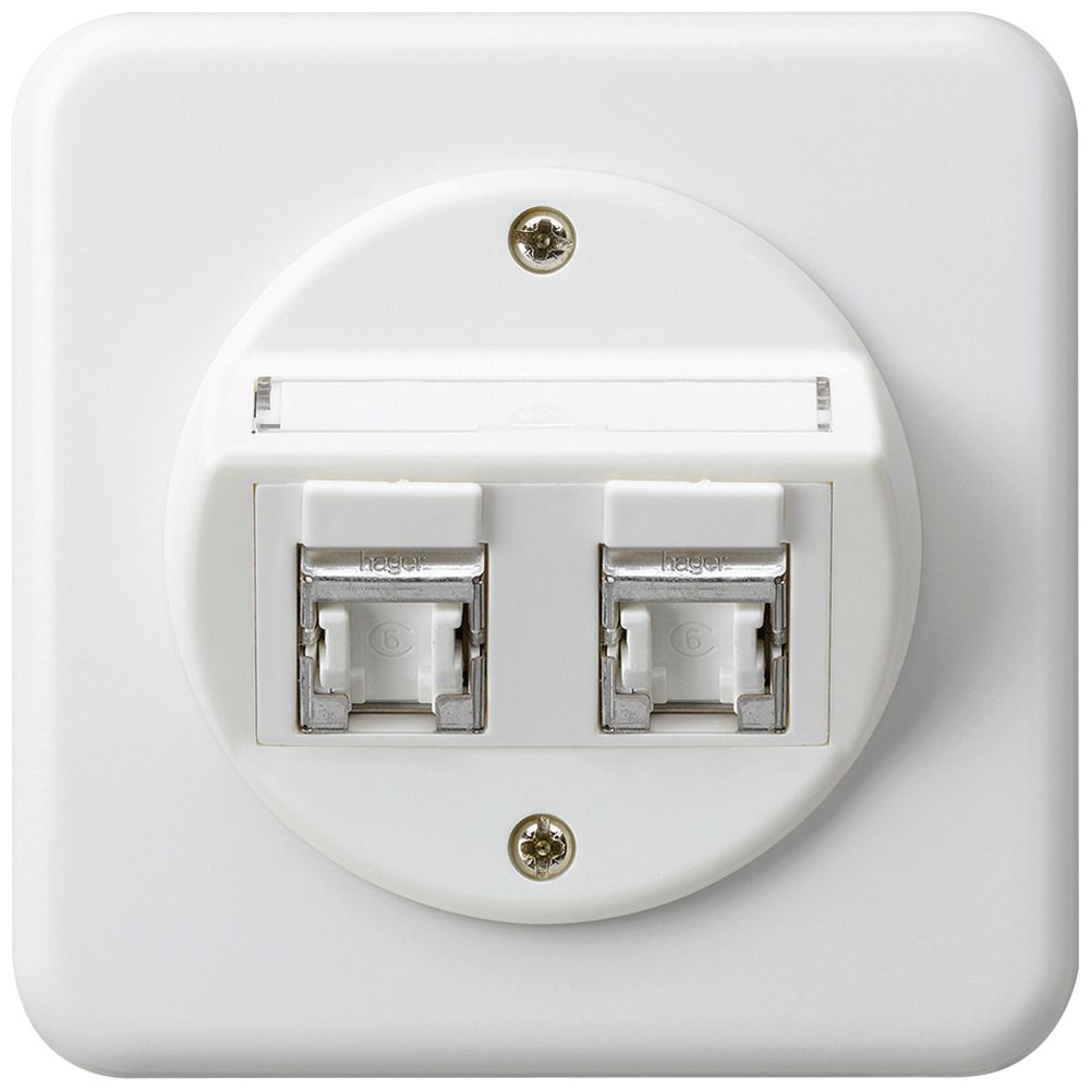 UP-Einsatz basico C Kat.6 2×RJ45/s Schrägauslass weiss