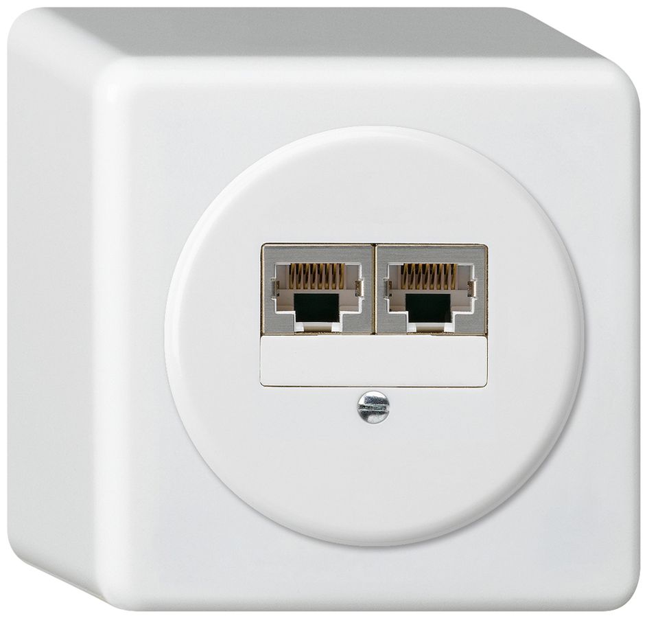 AP-Anschlussdose basico 2×RJ45s getrennt weiss