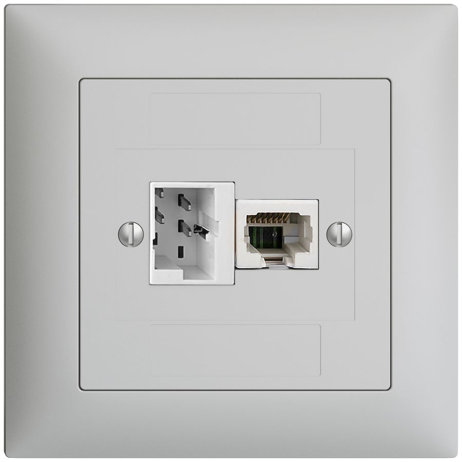 UP-Anschlussdose 1×TT,1×RJ45/u 4P EDIZIOdue hellgrau ITplus ITM