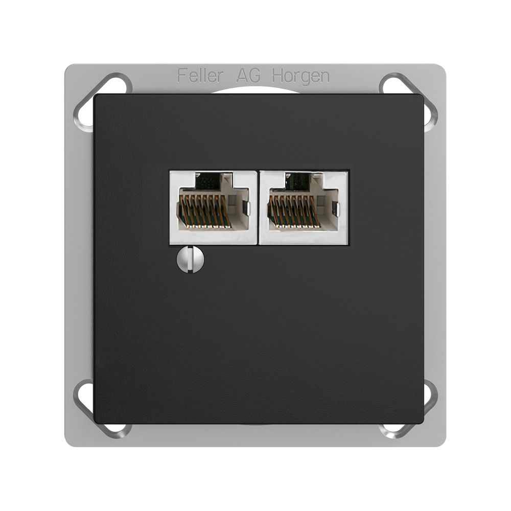 Boîte INC 2×RJ45/s 4P sép.no, EDIZIOdue R&M swissline