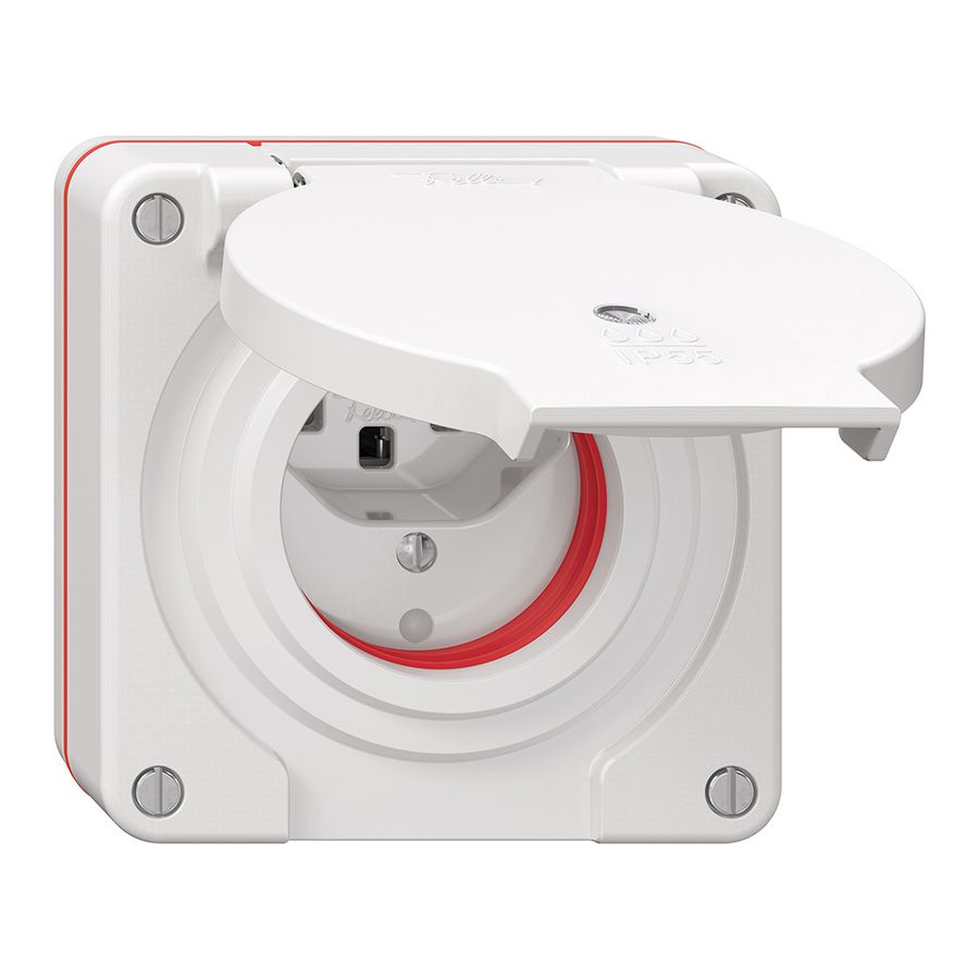 Prise NUP NEVO, 1×T23, IP55 d'après SN 441011, a.joint rouge, a.LED, blanc