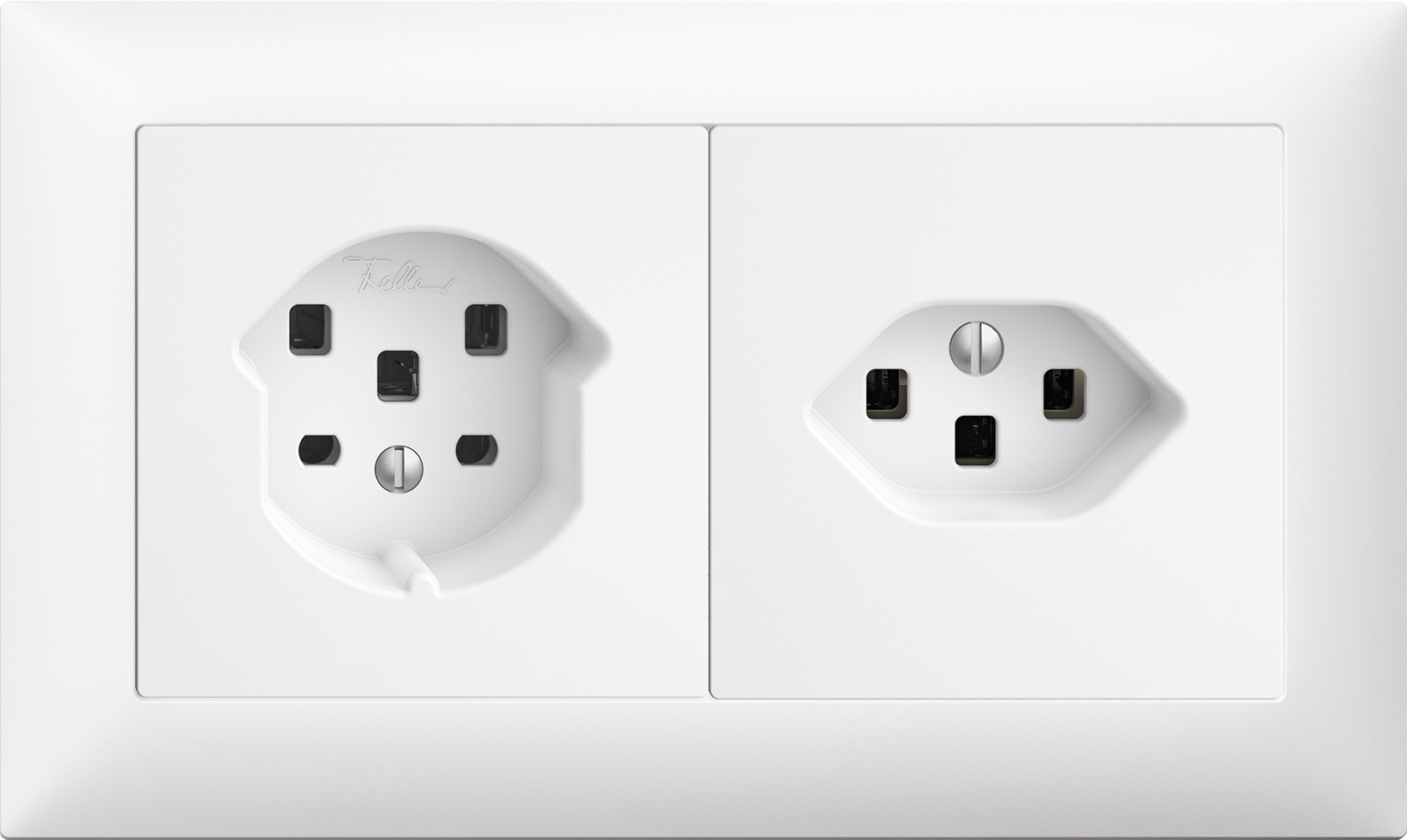 UP-Kombination Edue 1x2, Steckdose T25 + Steckdose T23 ws