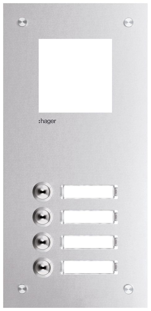 Frontplatte Hager intercom mono 4× 150×318×32mm edelstahl