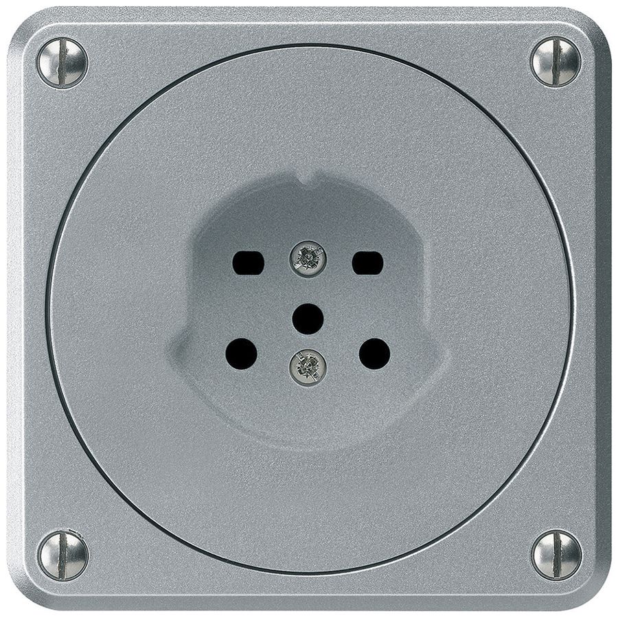 UP-Steckdose robusto Typ 15 aluminium ohne Klappdeckel für Kombination