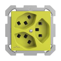 UP-Steckdose 3×T23 Feller EDIZIOdue FM, 1×getrennt, Steckklemmen, lemon