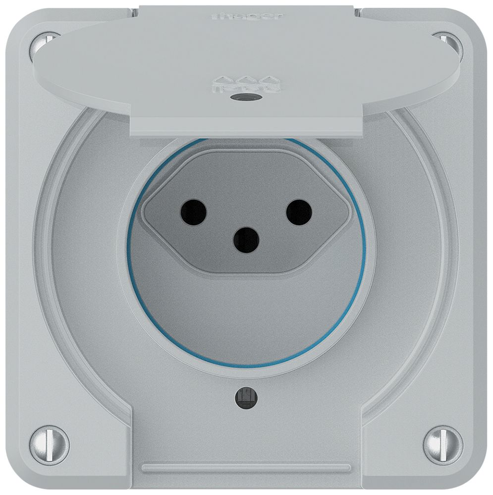 UP-Steckdose robusto 1×Typ 13 beleuchtet IP55 hellgrau