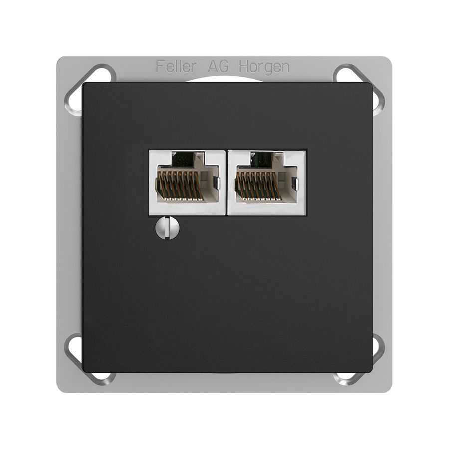 Boîte INC 2×RJ45/s 4P sép.no, EDIZIOdue R&M swissline