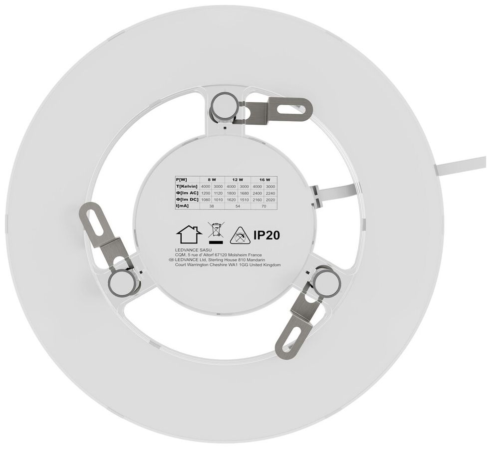 Insert lumineux LED LEDVANCE 220…240V 38…70mA 8…16W 1200…2400lm 3000…4000K Ø180
