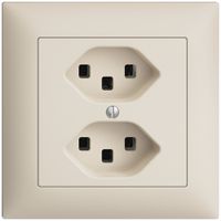 UP-Steckdose 2×T23 16A EDIZIOdue crema, mit Steckklemmen