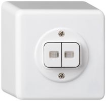 AP-Leuchtdruckschalter basico 1/3+3/1L mit 2 Linsen weiss
