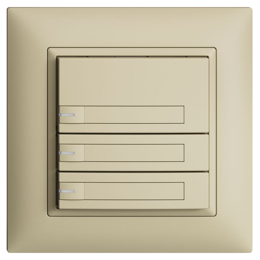 UP-KNX-Taster RGB EDUE FMI, 250mW, m.RGB-LED, m.Papier, 3×Taste, 1×Tastenb., van