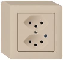 AP-Steckdose Hager kallysto 2×T13 beleuchtet Q beige
