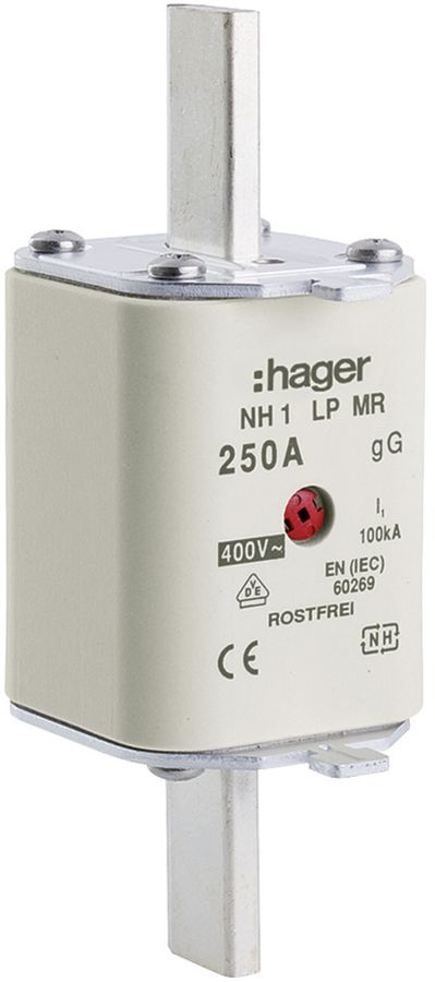 NH-Sicherung Hager DIN1 400VAC 250A gG/gL Mittenkennmelder rostfrei