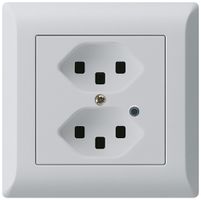 UP-Steckdose Hager kallysto.line 2×T23 beleuchtet C lichtgrau