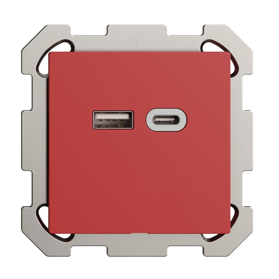 Prise ENC USB 18W type A + type C Feller EDIZIOdue FM 230V 3600mA berry