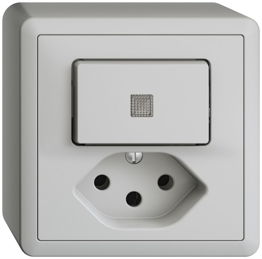 AP-Leuchtkombination 6/1L+T13 hellgrau LS EDIZIOdue mit Linse, LED gelb