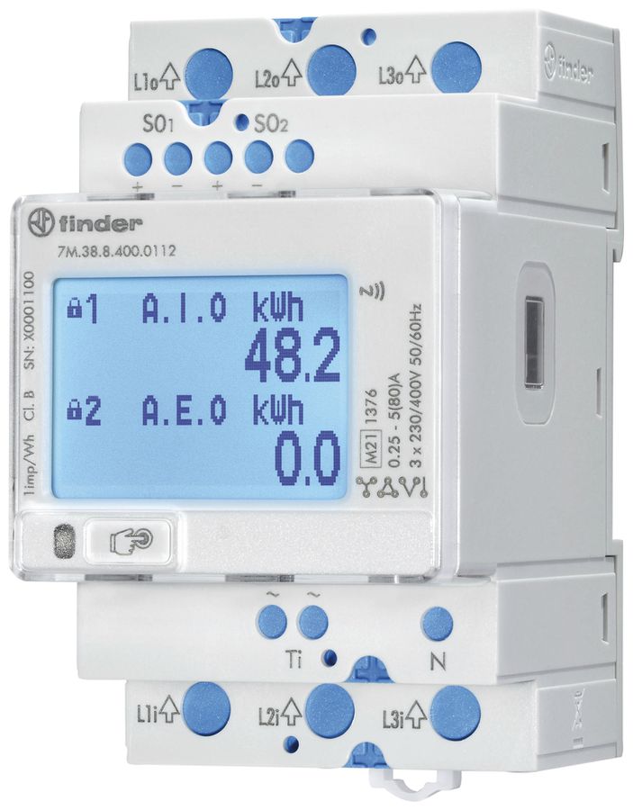 Compteur d'énergie AMD FINDER 7M.38 3LN directe 80A électrique S0 MID-EU