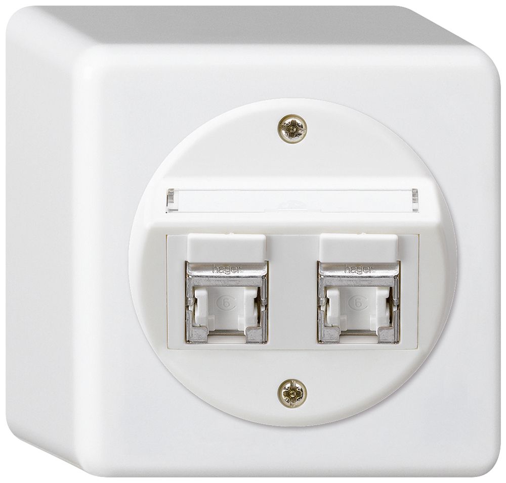 AP-Anschlussdose basico Kat.6 2RJ45/s weiss