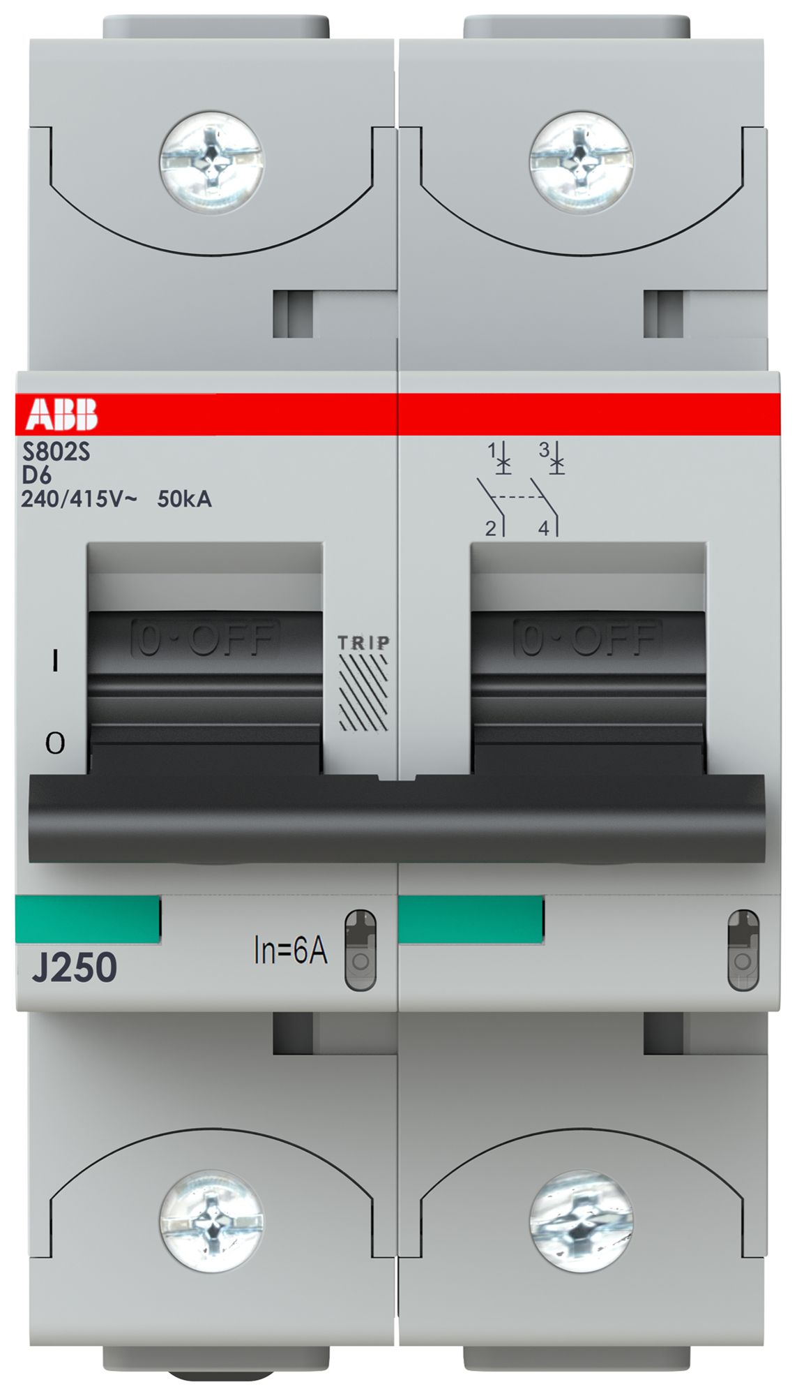 Leitungsschutzschalter ABB S802S-D6 2P 400V D-6A 50kA 3TE