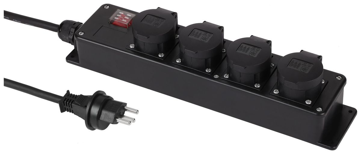 Presa multipla Schönenberger 16A I/O 4×T23 3m nero