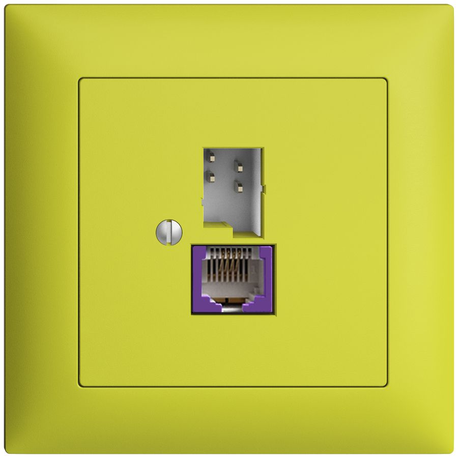 UP-Dose T+T 6P/1×RJ45 DSL-Breitband EDIZIOdue lemon