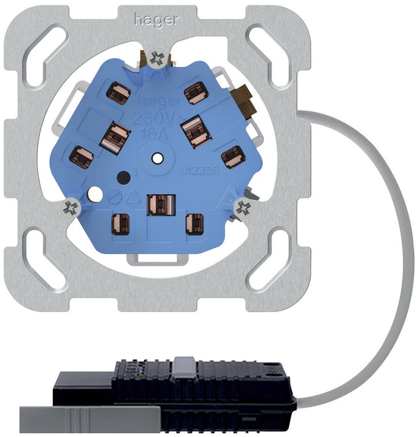 Prise INC 3×type 13/23 Hager, L3, adaptateur câble rond
